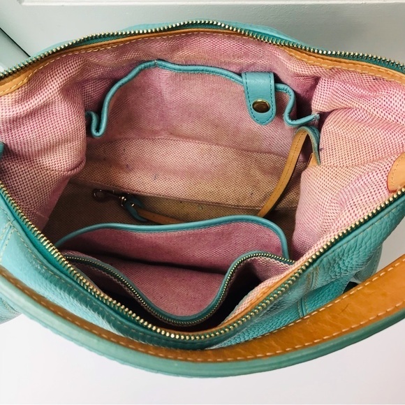 Price is firm DOONEY & BOURKE Turquoise Mini Pocket Sac Shoulder Handbag - Picture 3 of 9